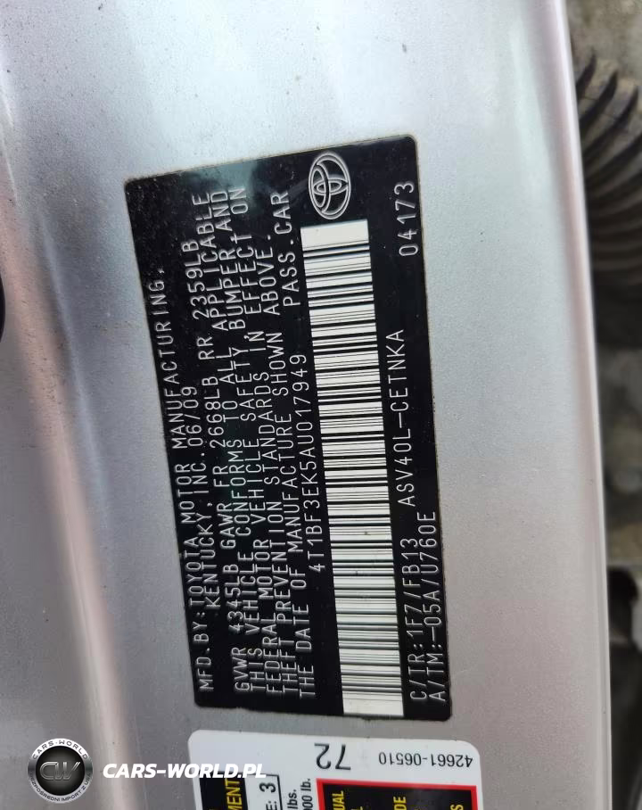 2010 Toyota Camry Le VIN:4T1BF3EK5AU017949 - 12