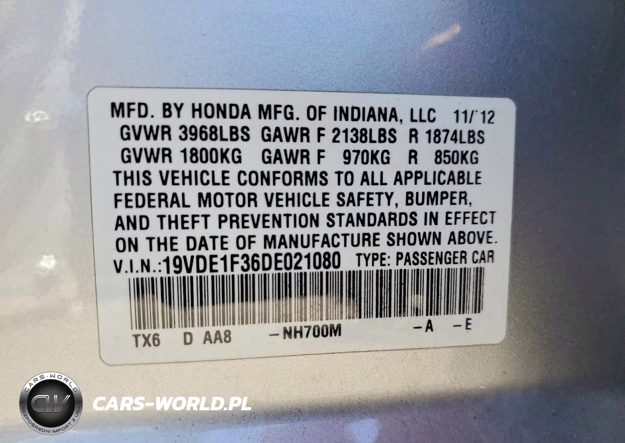 2013 Acura Ilx VIN:19VDE1F36DE021080 - 12