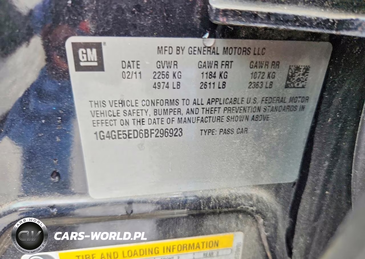 2011 Buick Lacrosse Cxs VIN:1G4GE5D6BF296923 - 13