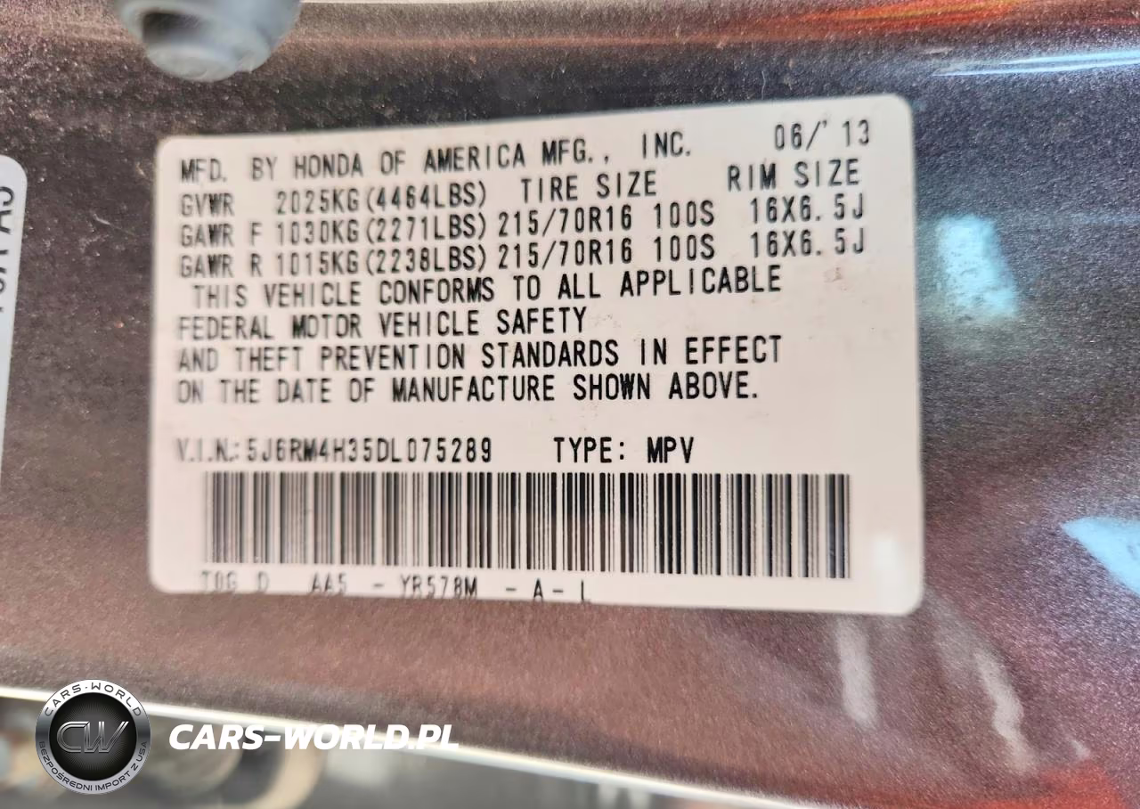 2013 Honda Cr-V Lx VIN:5J6RM4H35DL075289 - 13