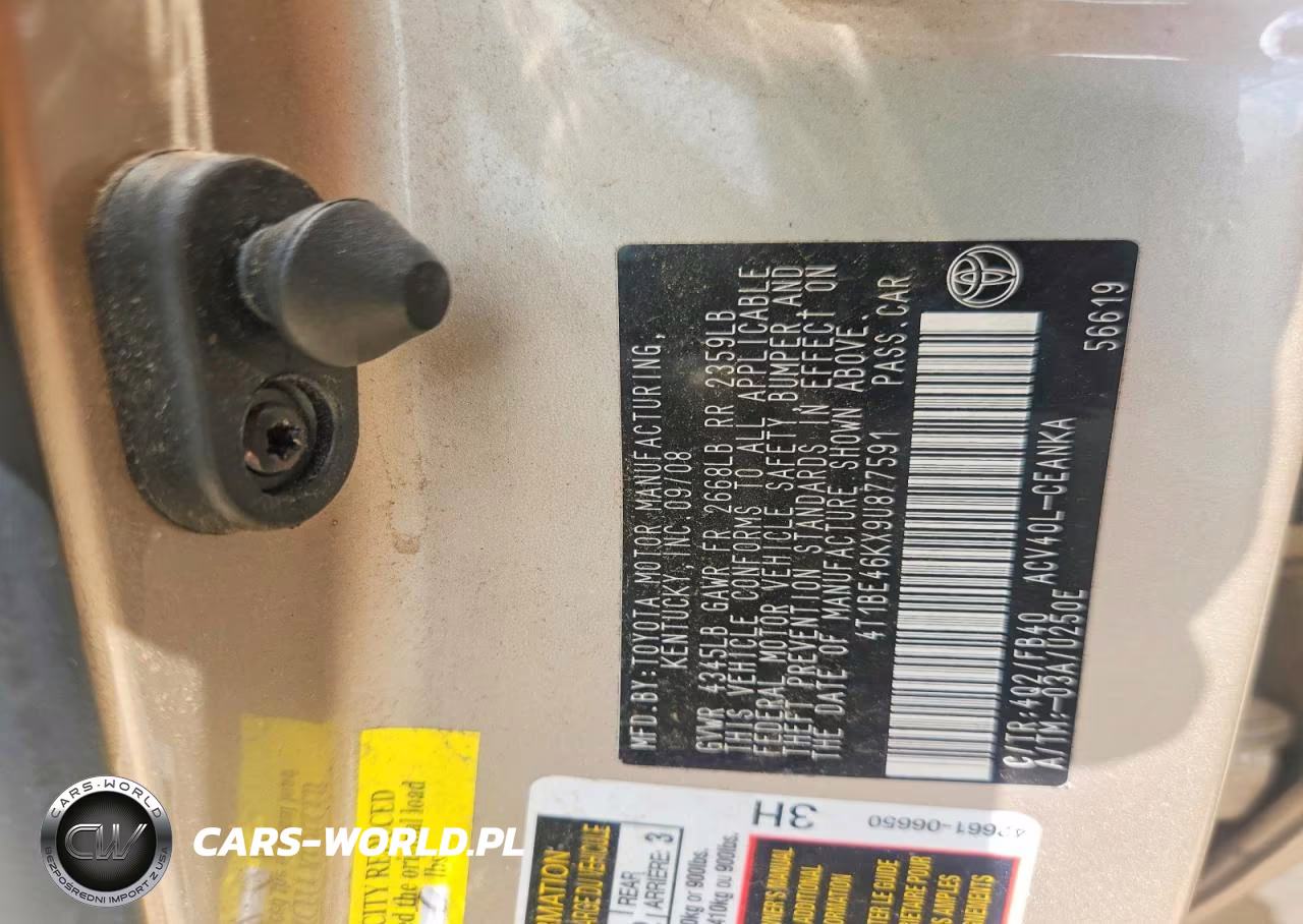 2009 Toyota Camry Base VIN:4T1BE46KX9U877591 - 12
