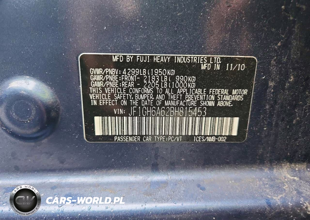 2011 Subaru Impreza 2.5I VIN:JF1GH6A62BH815453 - 12