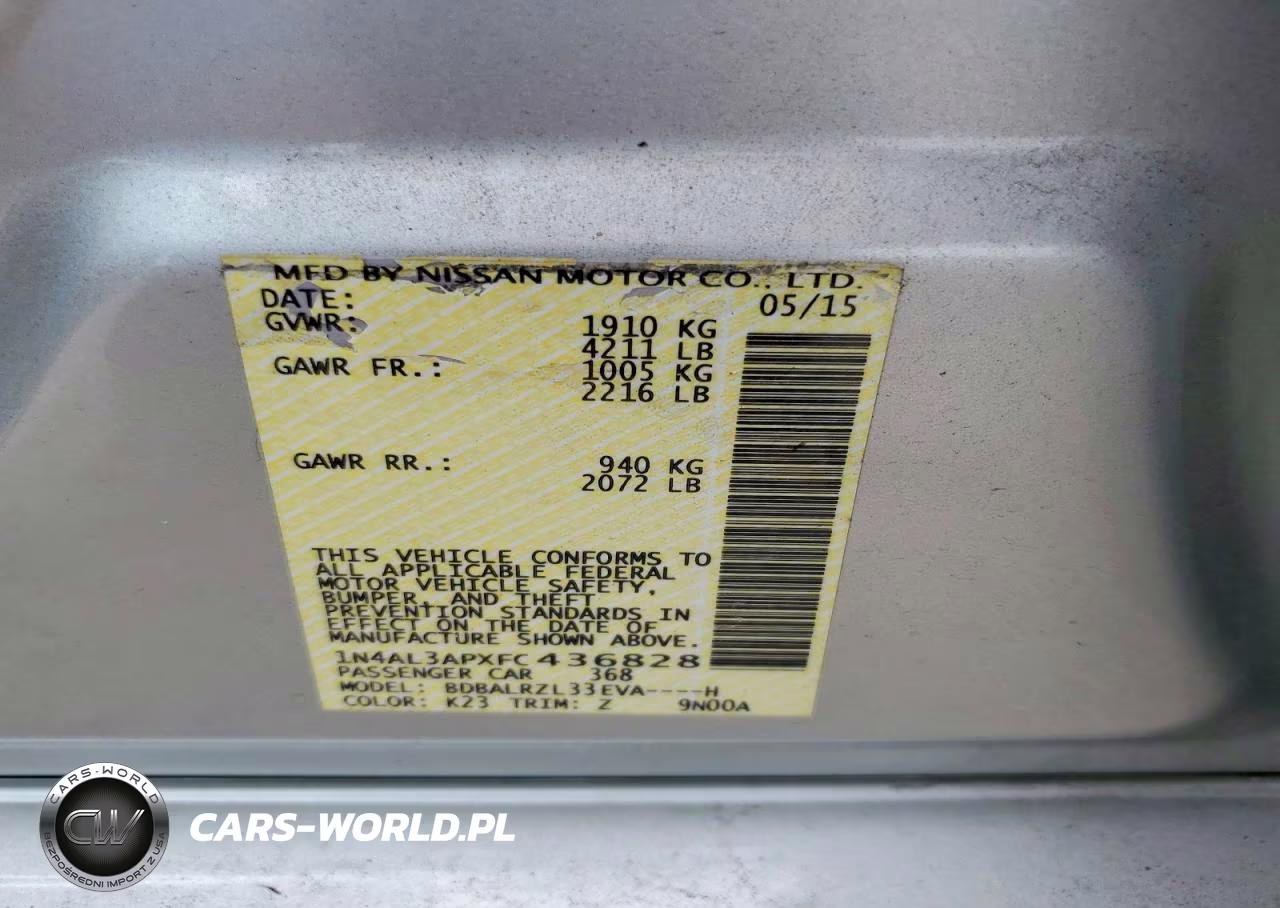 2015 Nissan Altima 2.5 Sl VIN:1N4AL3APXFC436828 - 12