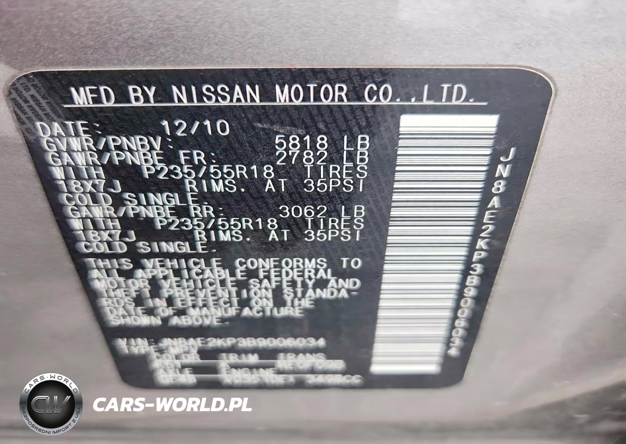 2011 Nissan Quest 3.5 S VIN:JN8AE2KP3B9006034 - 13