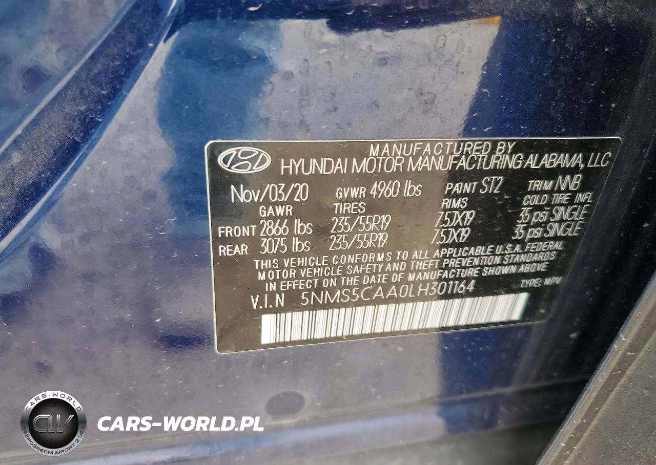 2020 Hyundai Santa Fe Limited 2.0T VIN:5NMS5CAA0LH301164 - 12