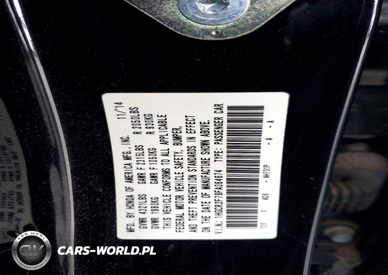 2015 Honda Accord Ex VIN:1HGCR2F79FA064674 - 13