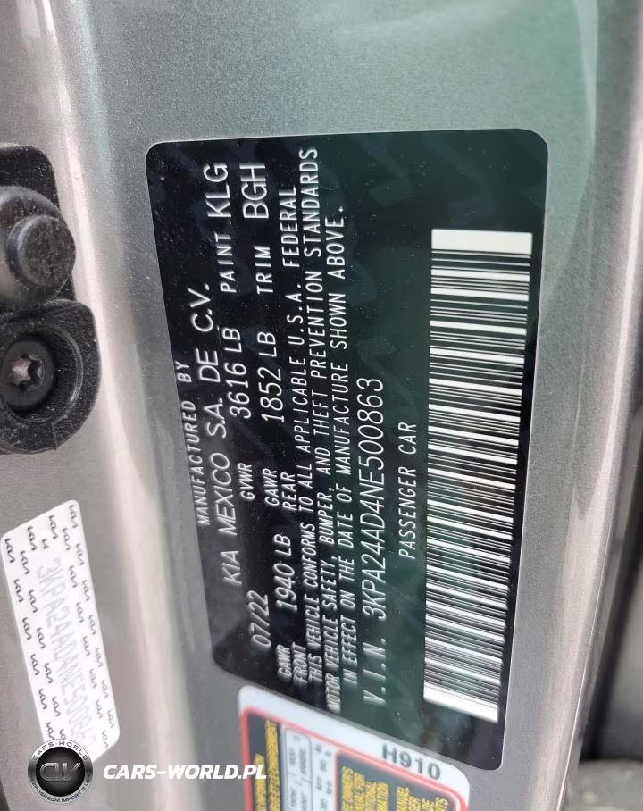 2022 Kia Rio Lx VIN:3KPA24AD4NE500863 - 12
