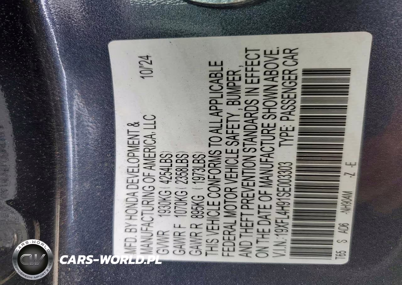 2025 Honda Civic Sport Touring VIN:19XFL4H91SE003303 - 13