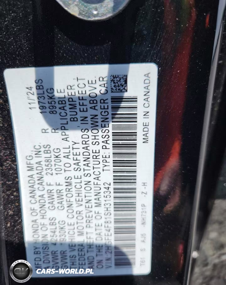2025 Honda Civic Sport VIN:2HGFE4F81SH315342 - 12
