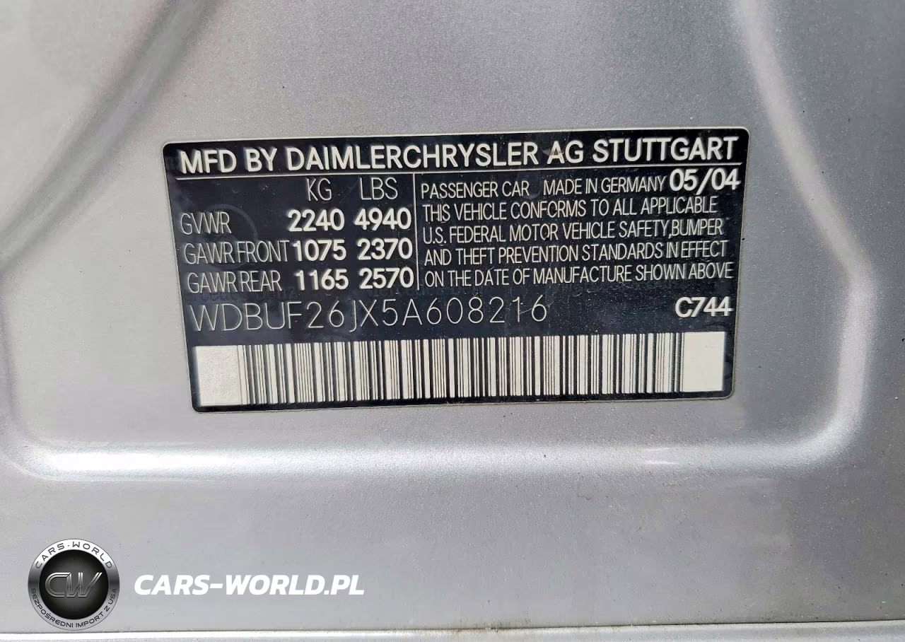 2005 Mercedes-Benz E 320 Cdi VIN:WDBUF26JX5A608216 - 12