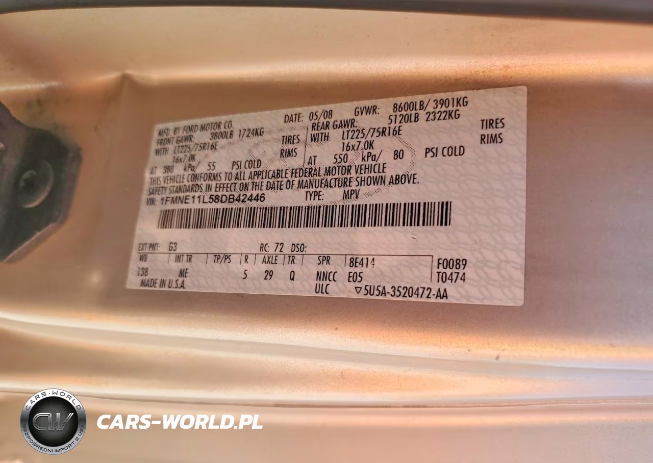 2008 Ford Econoline E150 Wagon VIN:1FMNE11L58DB42446 - 13