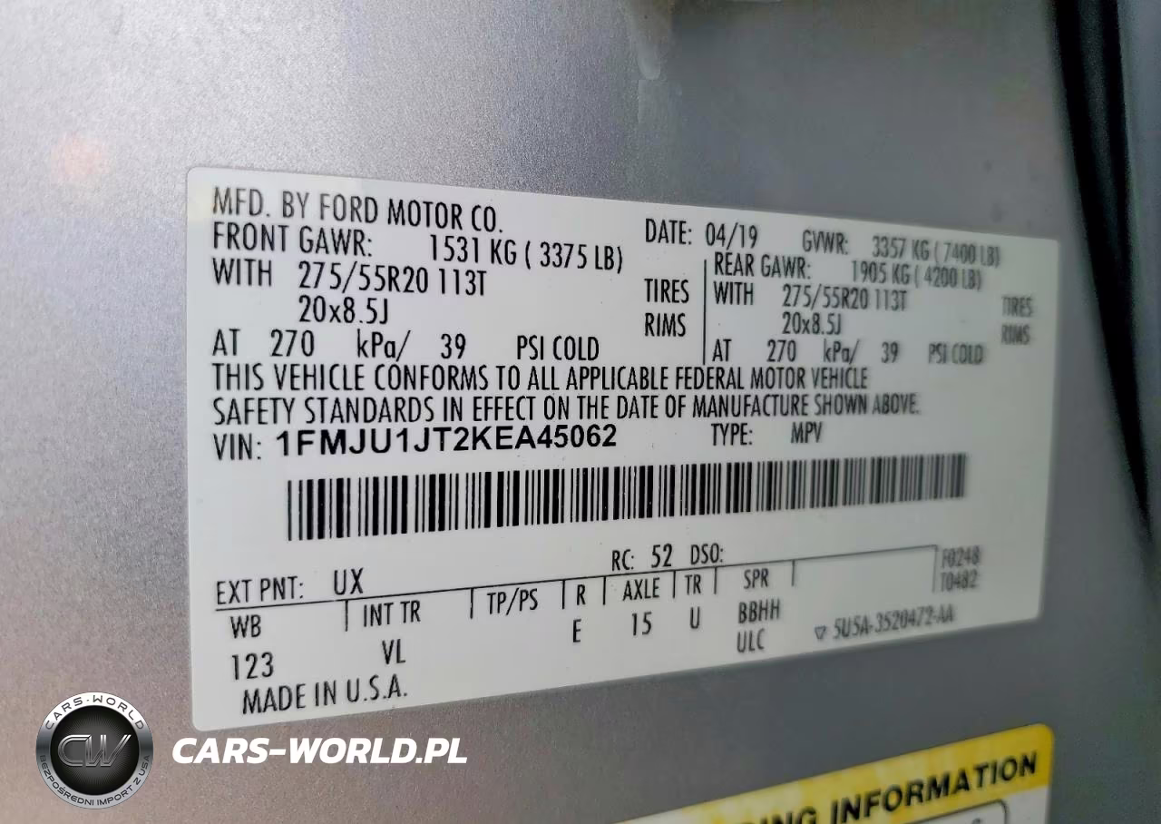 2019 Ford Expedition Xlt VIN:1FMJU1JT2KEA45062 - 13