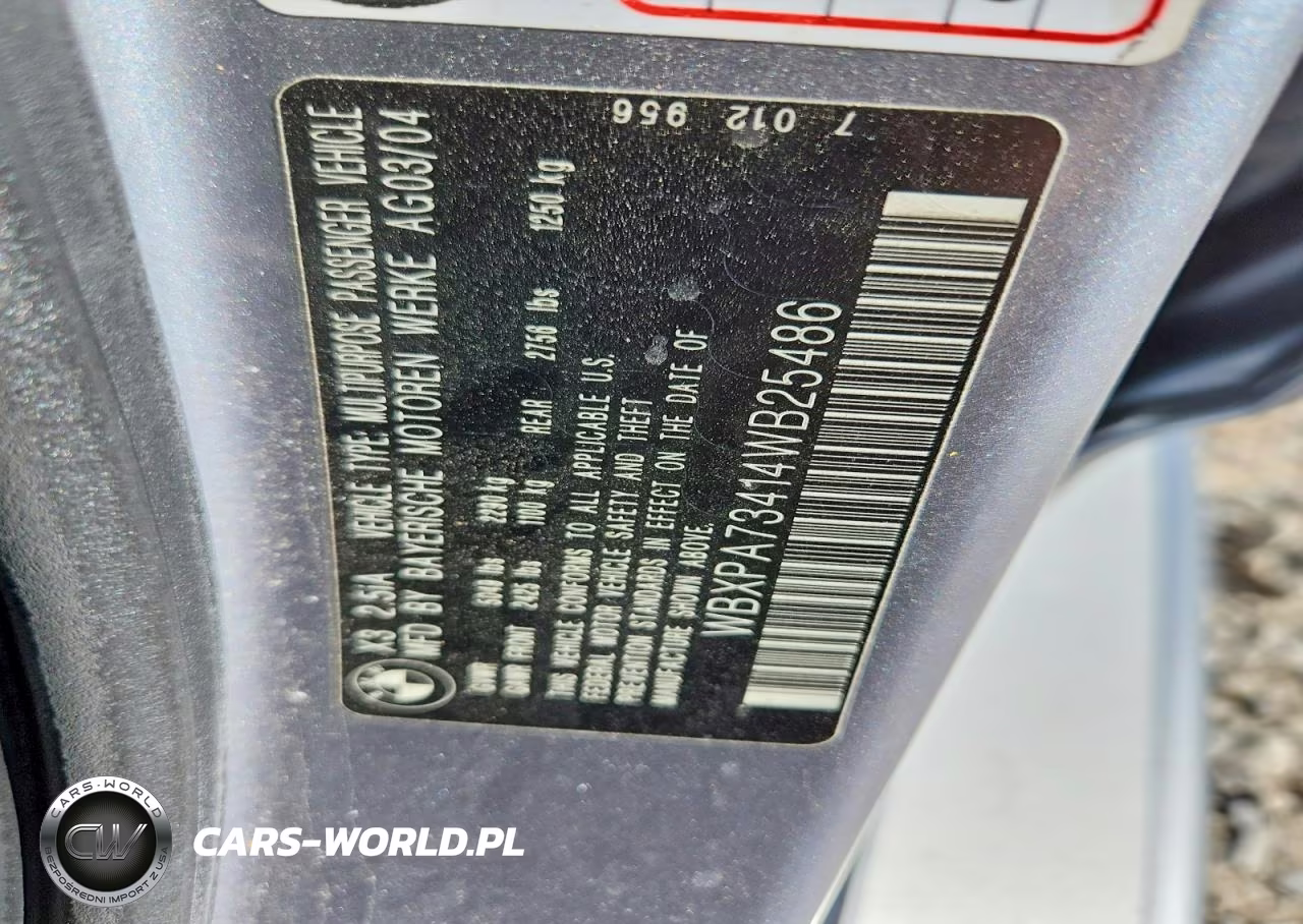 2004 BMW X3 2.5I VIN:WBXPA73414WB25486 - 13