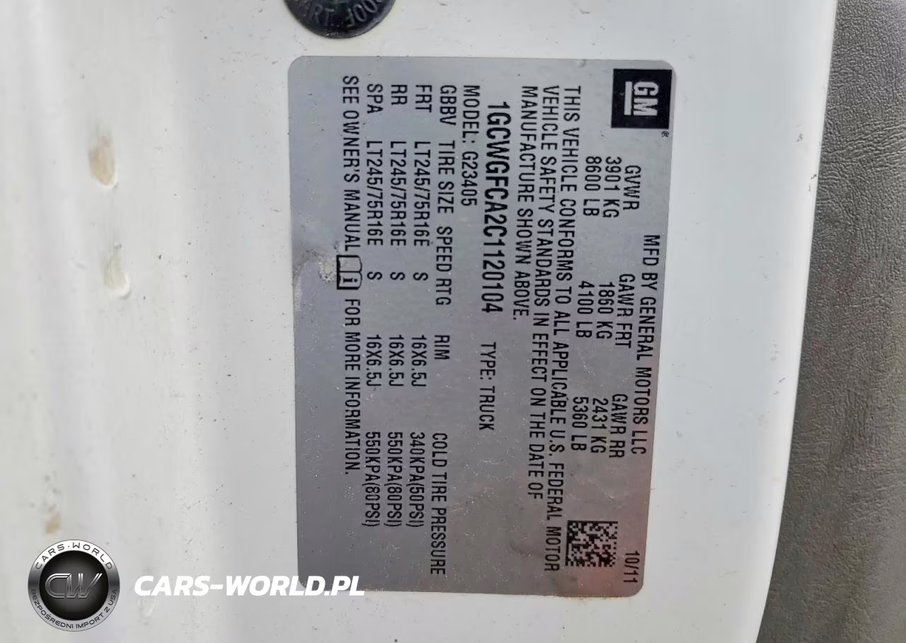 2012 Chevrolet Express G2500 VIN:1GCWGFCA2C1120104 - 12