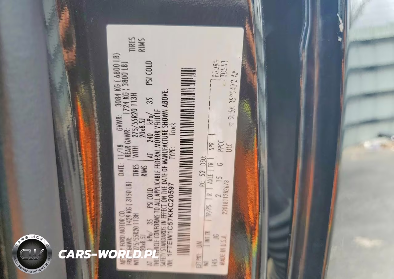 2019 Ford F150 Supercrew VIN:1FTEW1C57KKC20597 - 12