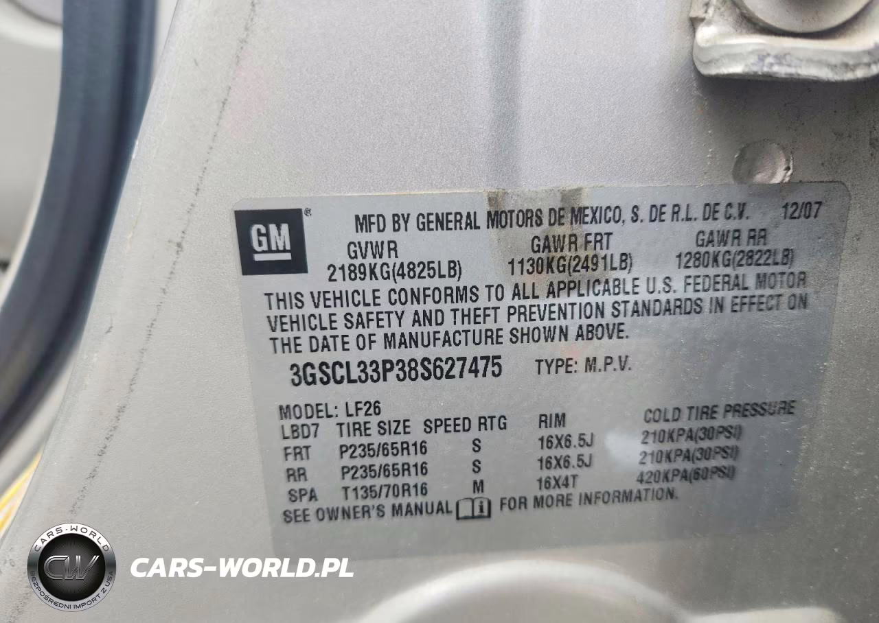 2008 Saturn Vue Xe VIN:3GSCL33P38S627475 - 12
