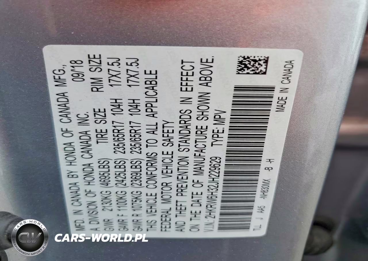 2018 Honda Cr-V Lx VIN:2HKRW6H32JH229629 - 14