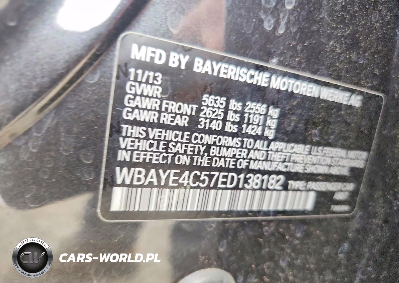 2014 BMW 740 Li VIN:WBAYE4C57ED138182 - 12