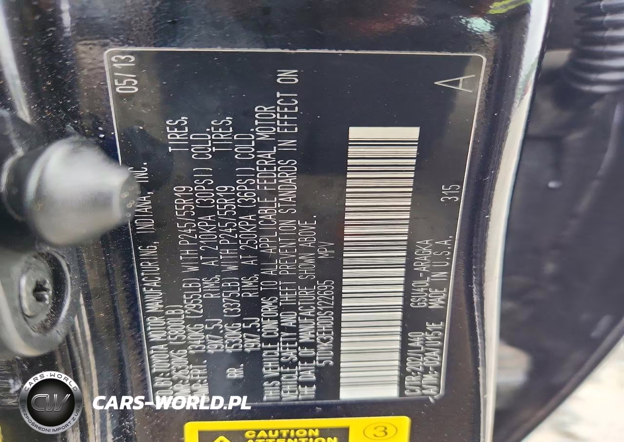 2013 Toyota Highlander Limited VIN:5TDYK3EH0DS122695 - 12