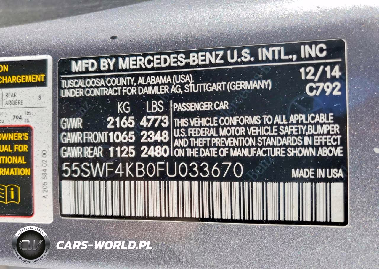 2015 Mercedes-Benz C 300 4Matic VIN:55SWF4KB0FU033670 - 12