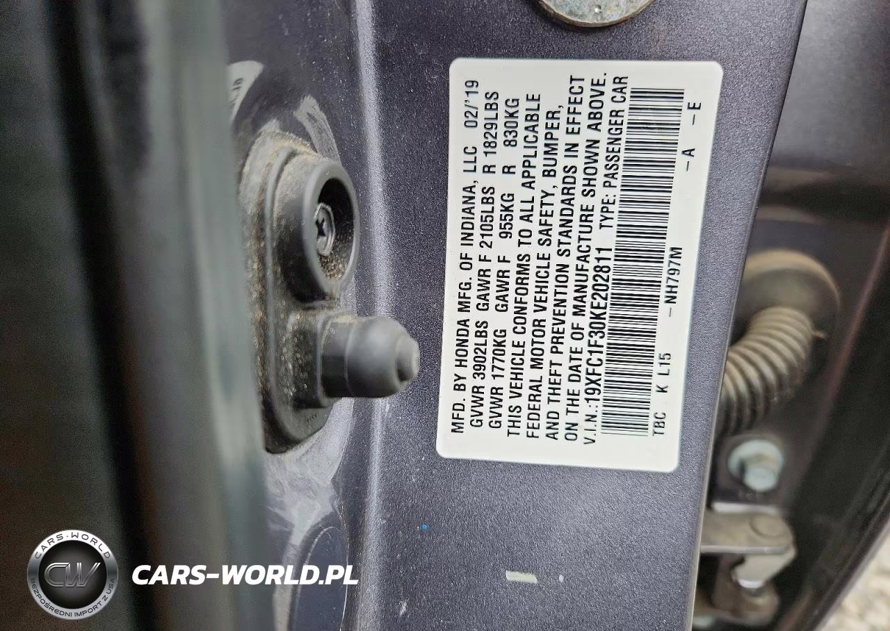2019 Honda Civic Ex VIN:19XFC1F30KE202811 - 13