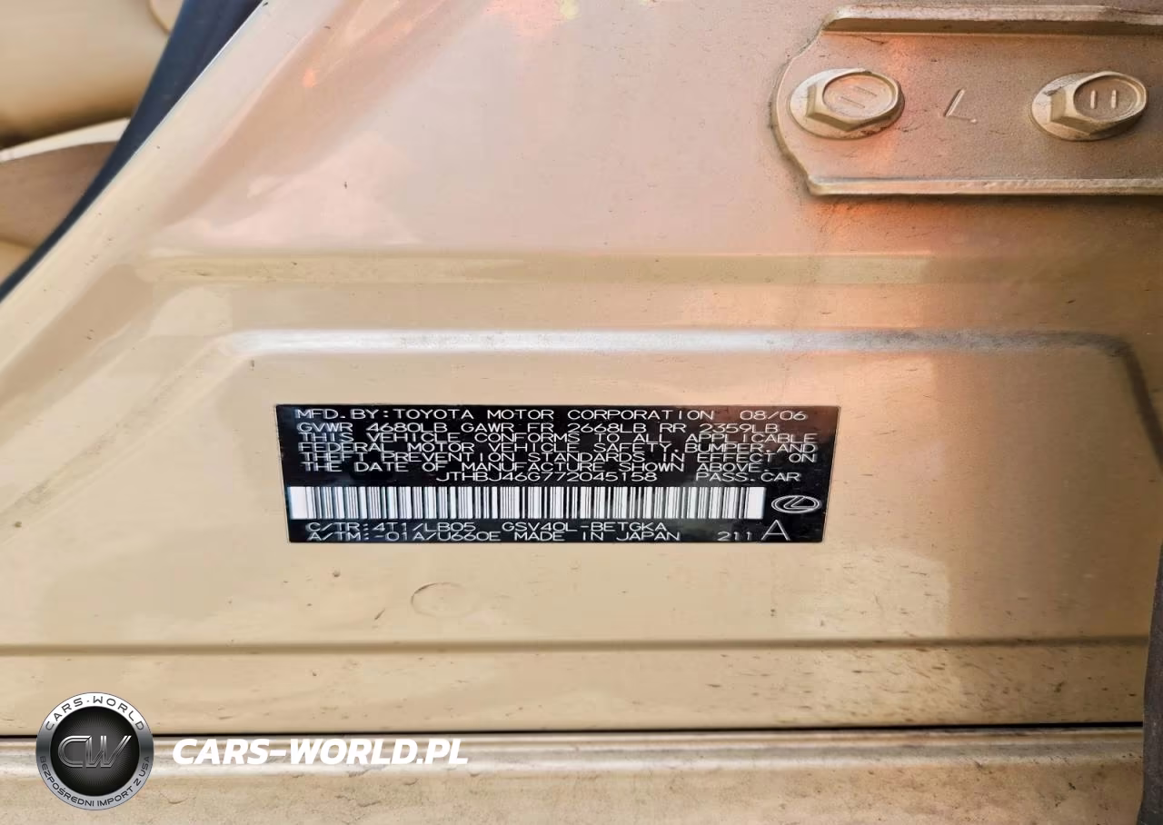 2007 Lexus Es 350 VIN:JTHBJ46G772045158 - 12