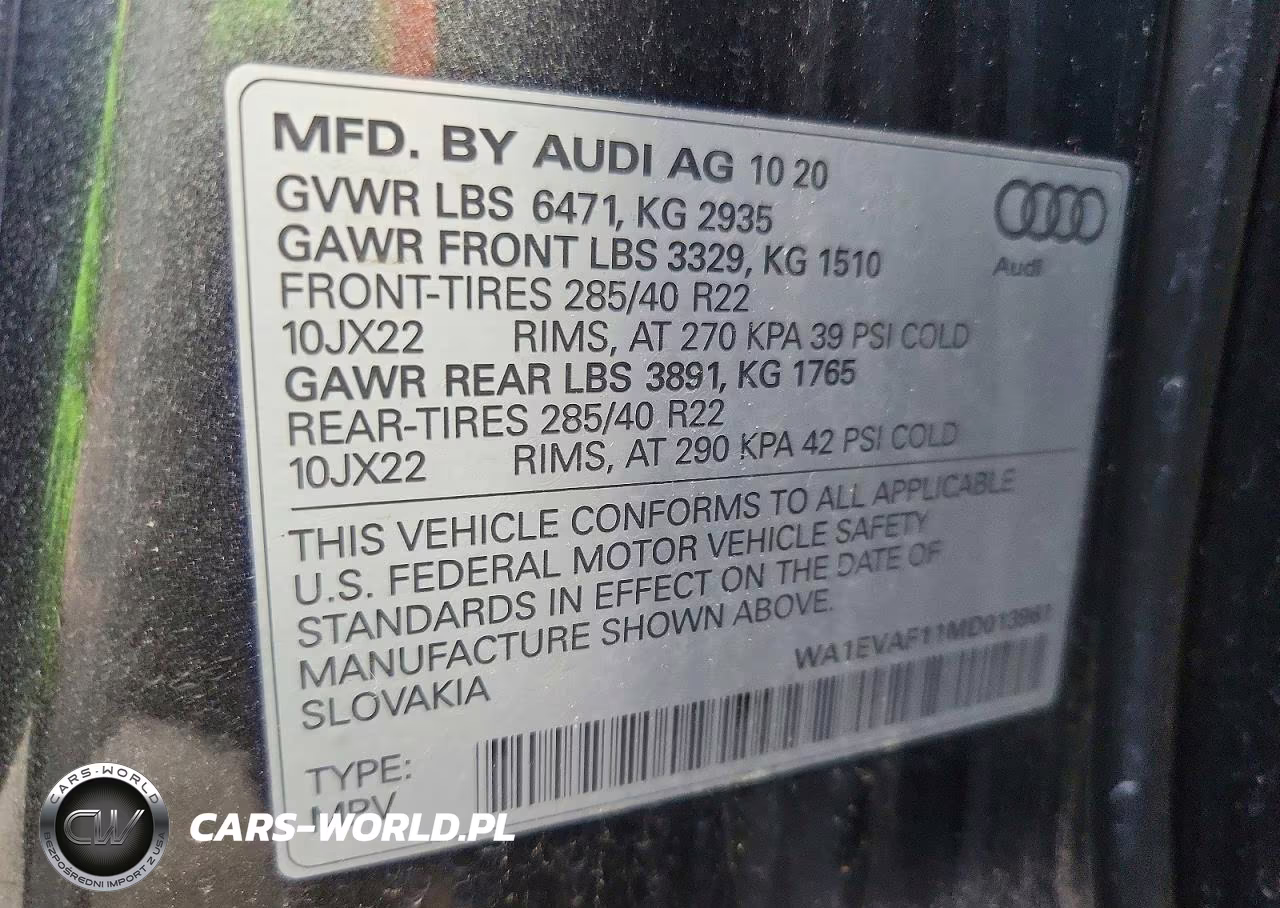 2021 Audi Q8 Premium Plus S-Line VIN:WA1EVAF11MD013961 - 14