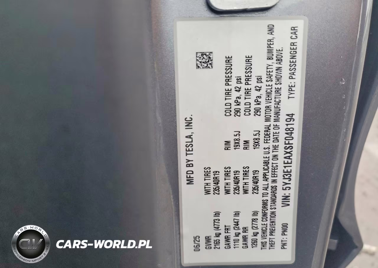 2025 Tesla Model 3 VIN:5YJ3E1EAXSF048194 - 12