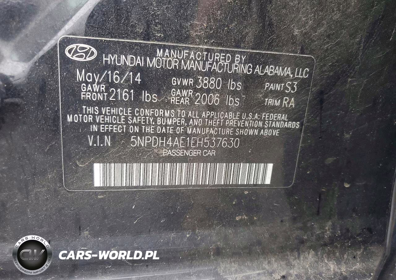 2014 Hyundai Elantra Se VIN:5NPDH4AE1EH537630 - 12