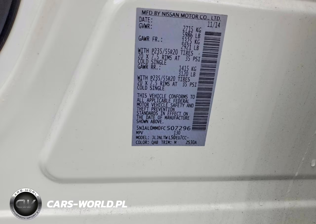 2015 Infiniti Qx60 Base VIN:5N1AL0MM0FC507296 - 14