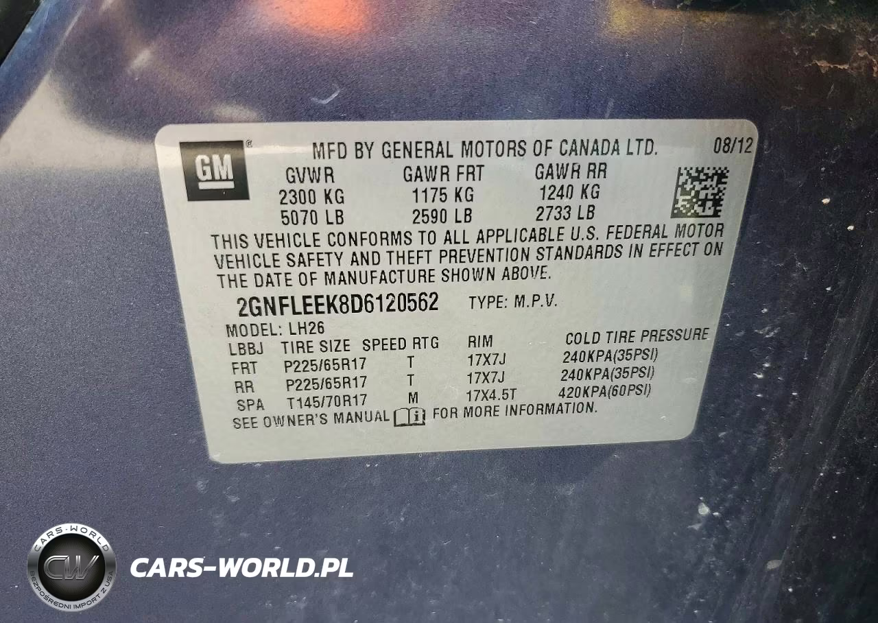 2013 Chevrolet Equinox Lt VIN:2GNFLEEK8D6120562 - 13
