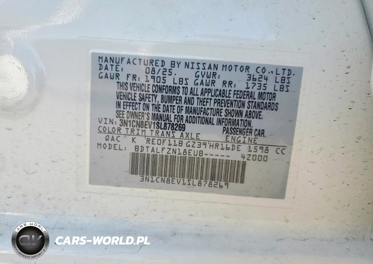 2025 Nissan Versa Sv VIN:3N1CN8EV1SL878269 - 12