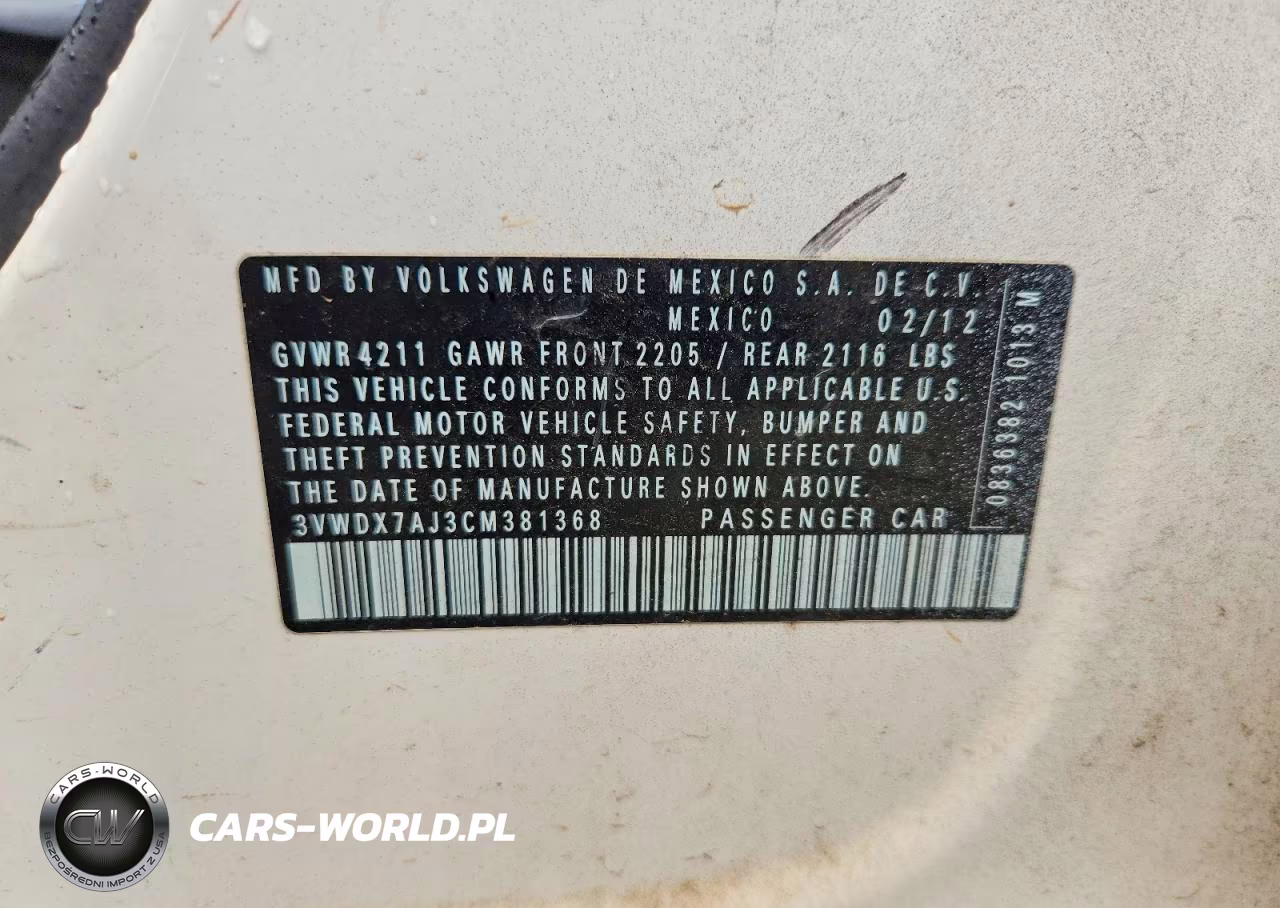 2012 Volkswagen Jetta Se VIN:3VWDX7AJ3CM381368 - 12
