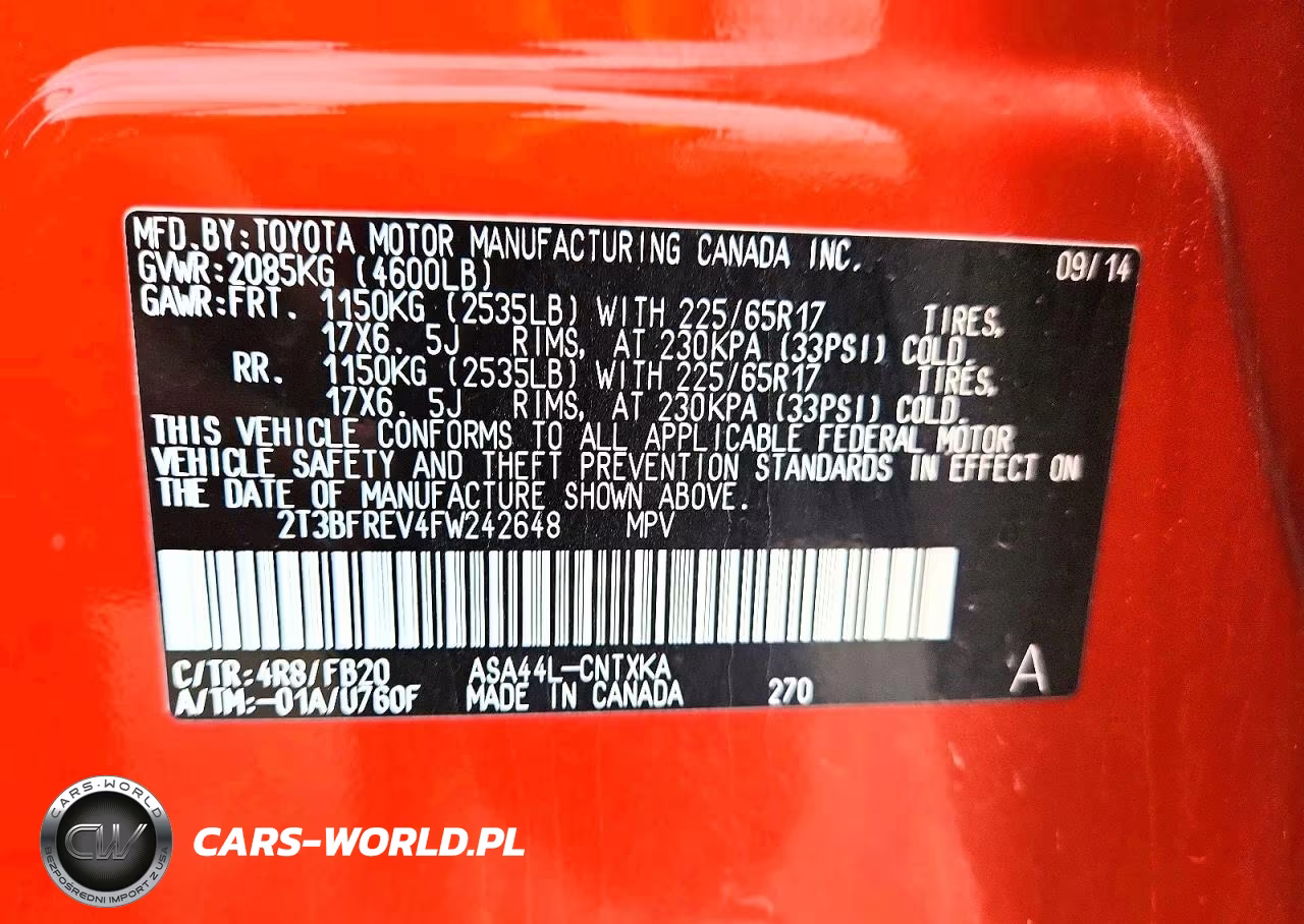 2015 Toyota Rav4 Le VIN:2T3BFREV4FW242648 - 13