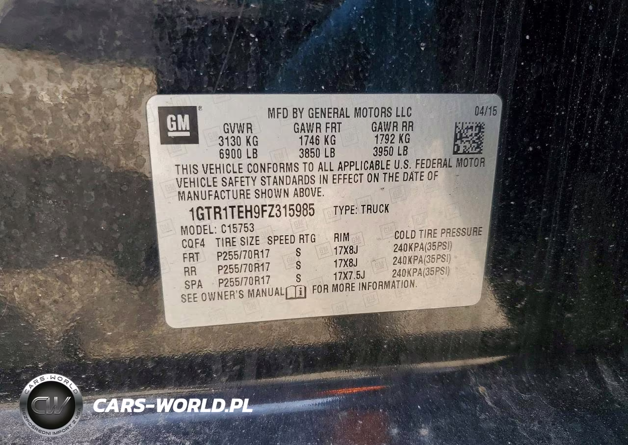 2015 GMC Sierra C1500 VIN:1GTR1TEH9FZ315985 - 12