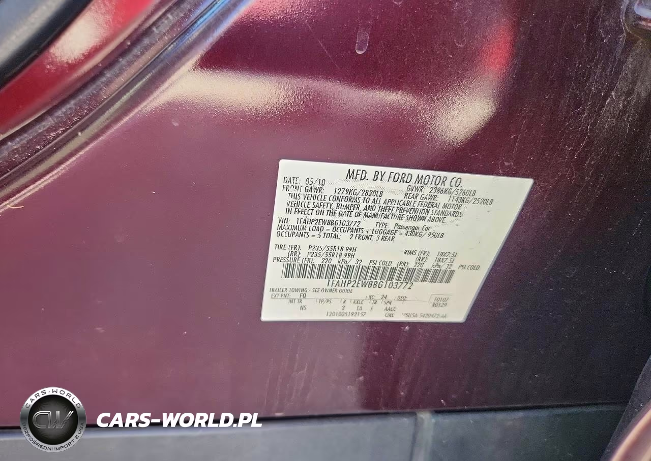 2011 Ford Taurus Sel VIN:1FAHP2EW8BG103772 - 12