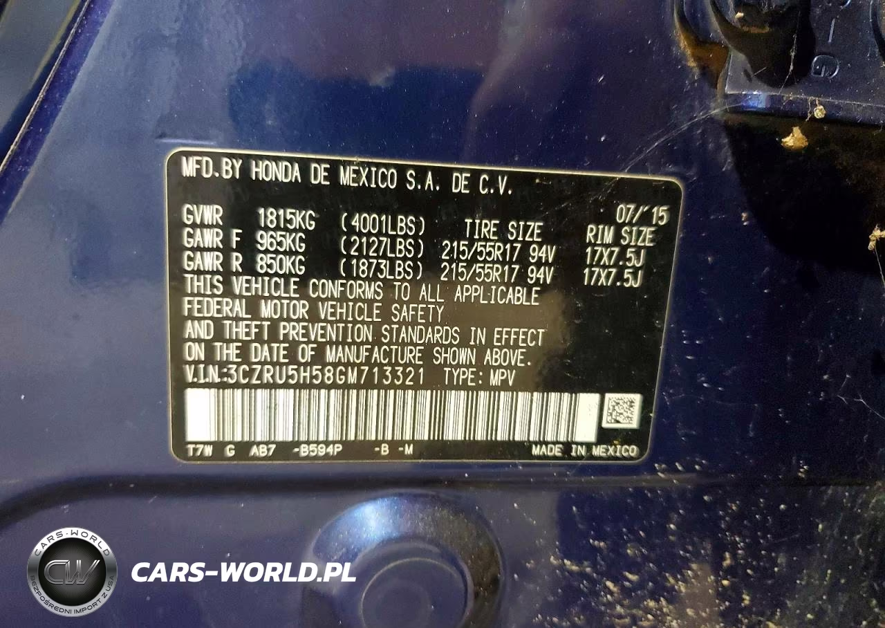 2016 Honda Hr-V Ex VIN:3CZRU5H58GM713321 - 12
