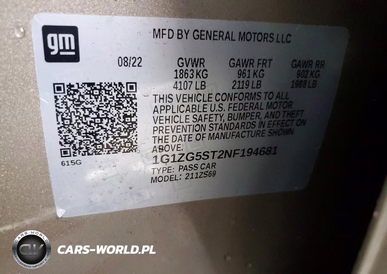 2022 Chevrolet Malibu Rs VIN:1G1ZG5ST2NF194681 - 12
