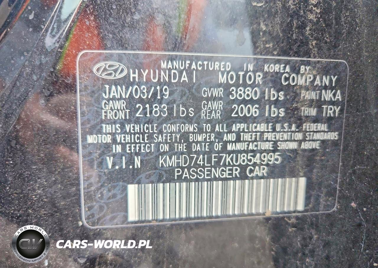 2019 Hyundai Elantra Se VIN:KMHD74LF7KU854995 - 12