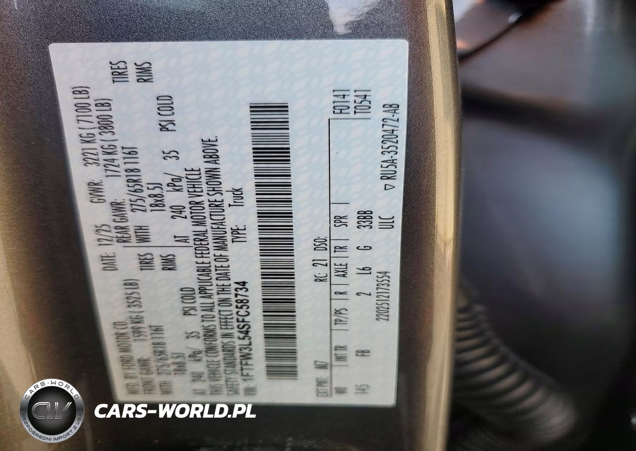 2025 Ford F150 Xlt VIN:1FTFW3L54SFC58734 - 12