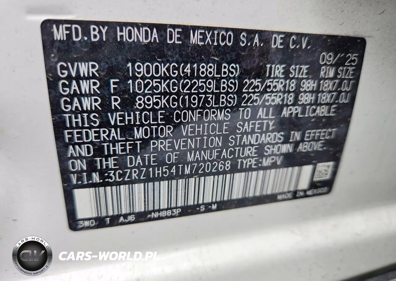 2026 Honda Hr-V Sport VIN:3CZRZ1H54TM720268 - 14
