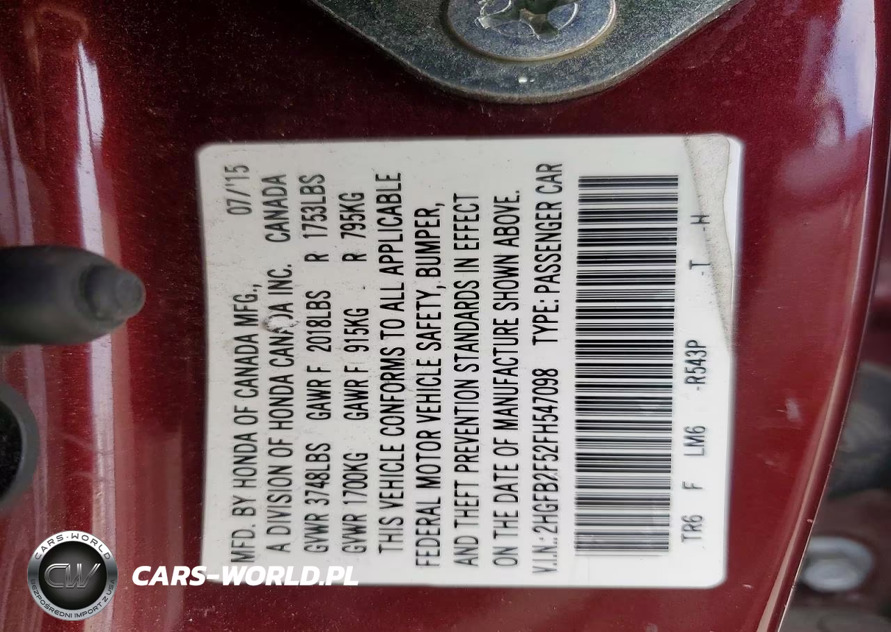 2015 Honda Civic Lx VIN:2HGFB2F52FH547098 - 12