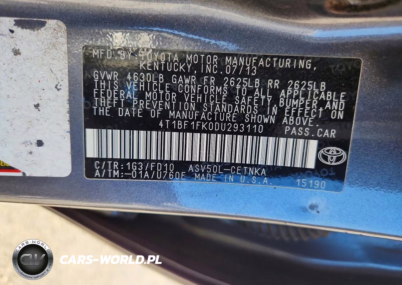 2013 Toyota Camry Le VIN:4T1BF1FK0DU293110 - 12