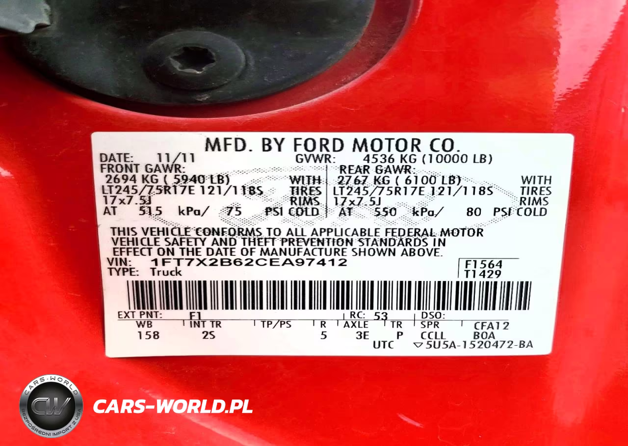 2012 Ford F250 Super Duty VIN:1FT7X2B62CEA97412 - 12
