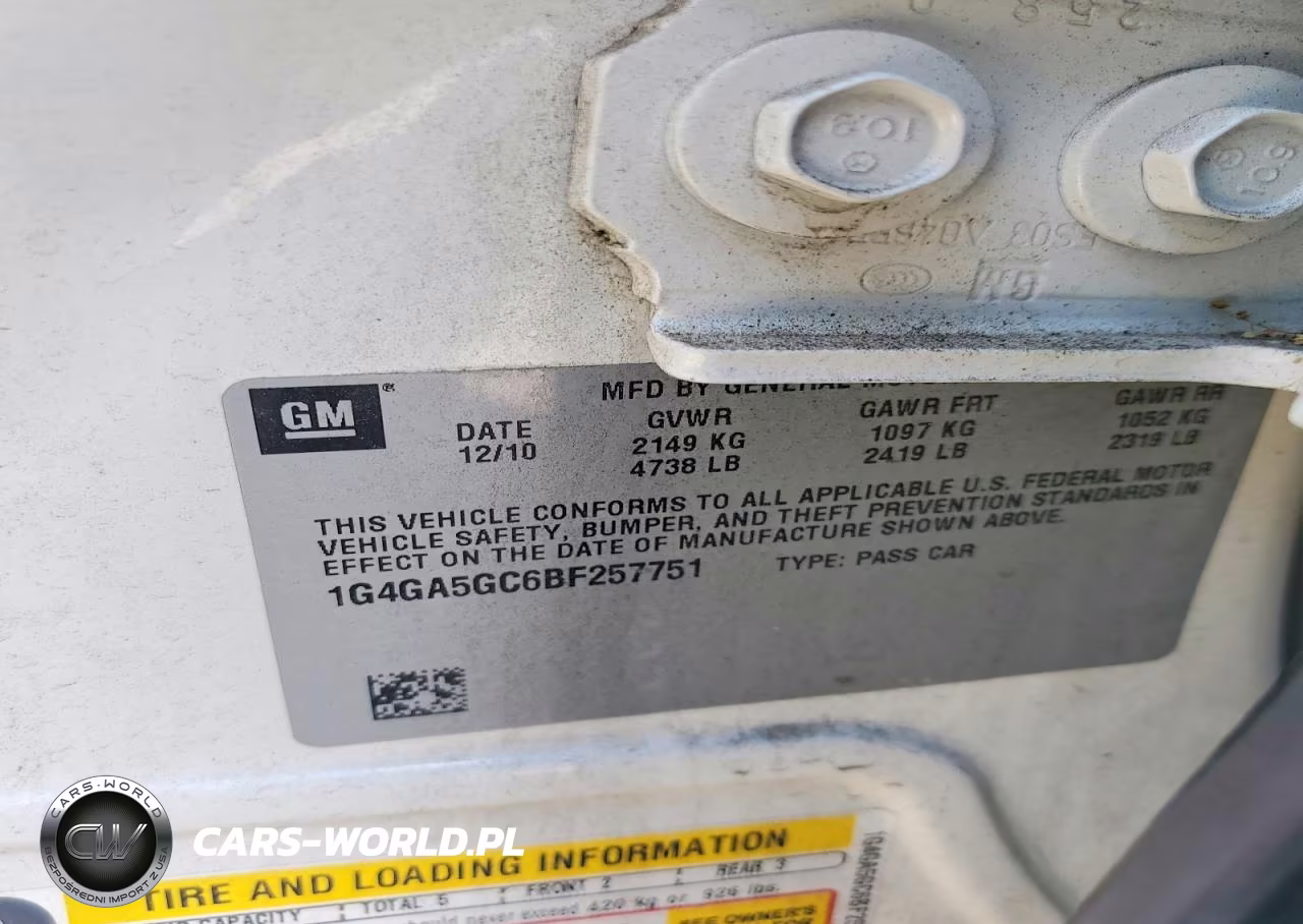 2011 Buick Lacrosse Cx VIN:1G4GA5GC6BF257751 - 12