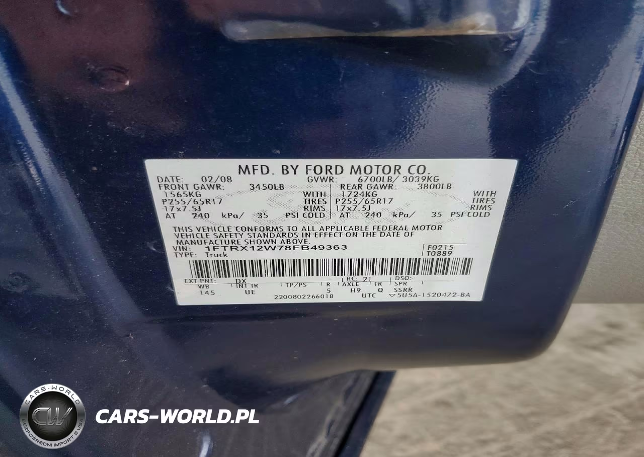 2008 Ford F150 VIN:1FTRX12W78FB49363 - 12