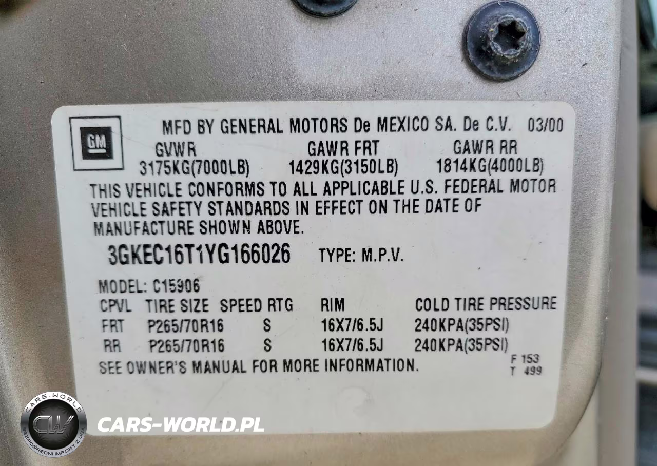 2000 GMC Yukon Xl VIN:3GKEC16T1YG166026 - 13