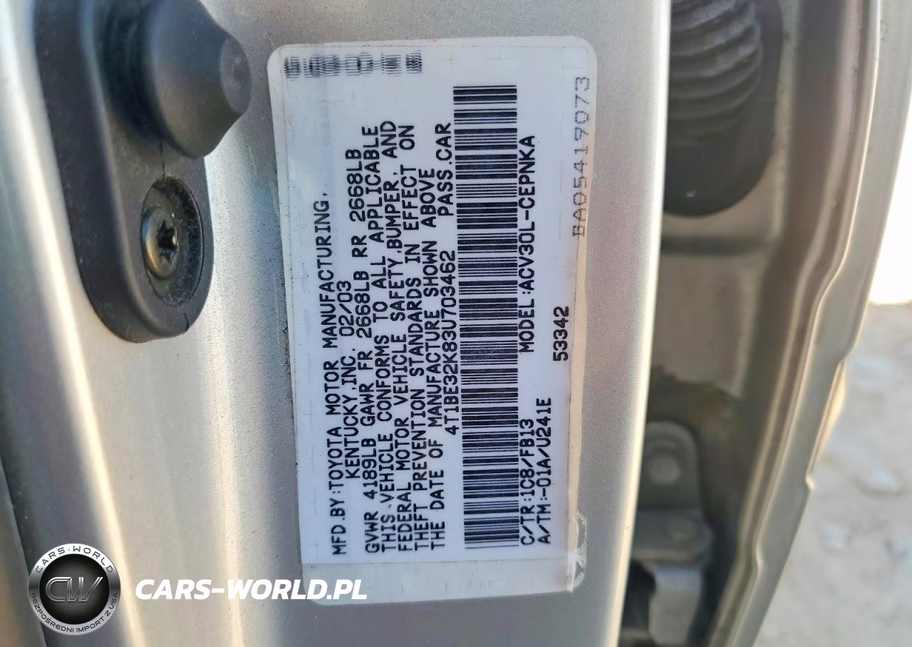 2003 Toyt Camry VIN:4T1BE32K83U703462 - 12
