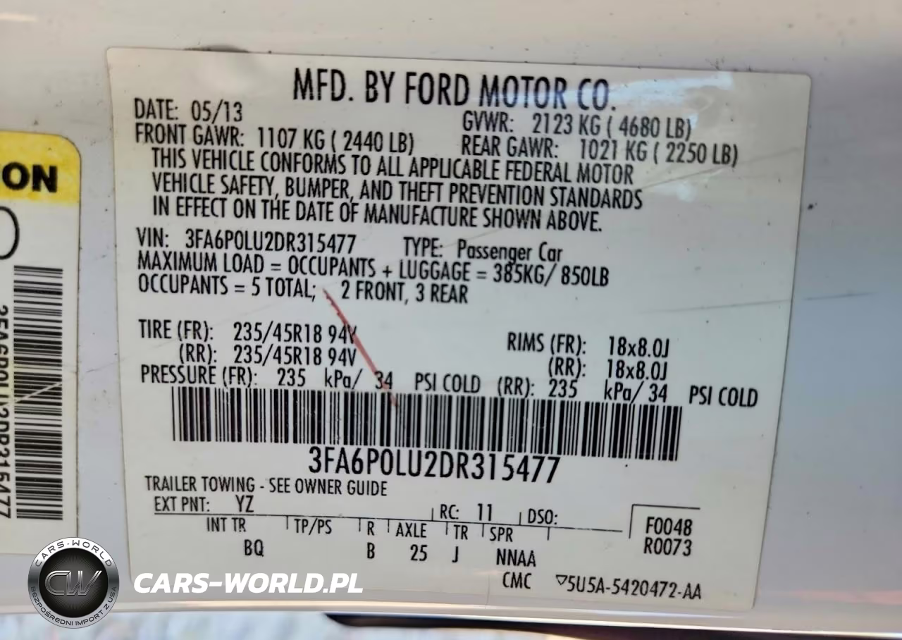 2013 Ford Fusion Se Hybrid VIN:3FA6P0LU2DR315477 - 12
