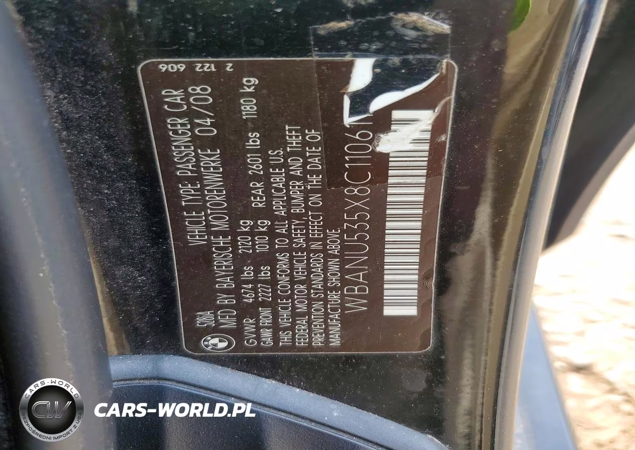 2008 BMW 528 I VIN:WBANU535X8C110611 - 12